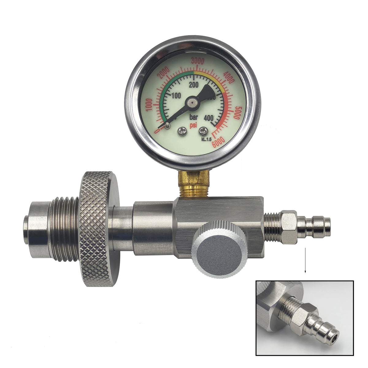 HPA 4500psi/300bar Air Diving DIN G5/8 Connect Fill Station Filling Charging Adaptor Valve Stainless Steel with Hose