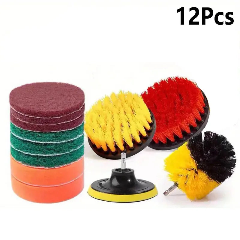  Electric Cleaning Brush Set, Electric Drill Brush Head, Car Cleaning Sponge Soft Brush, Car Wash Hard Brush, Bathroom Brush