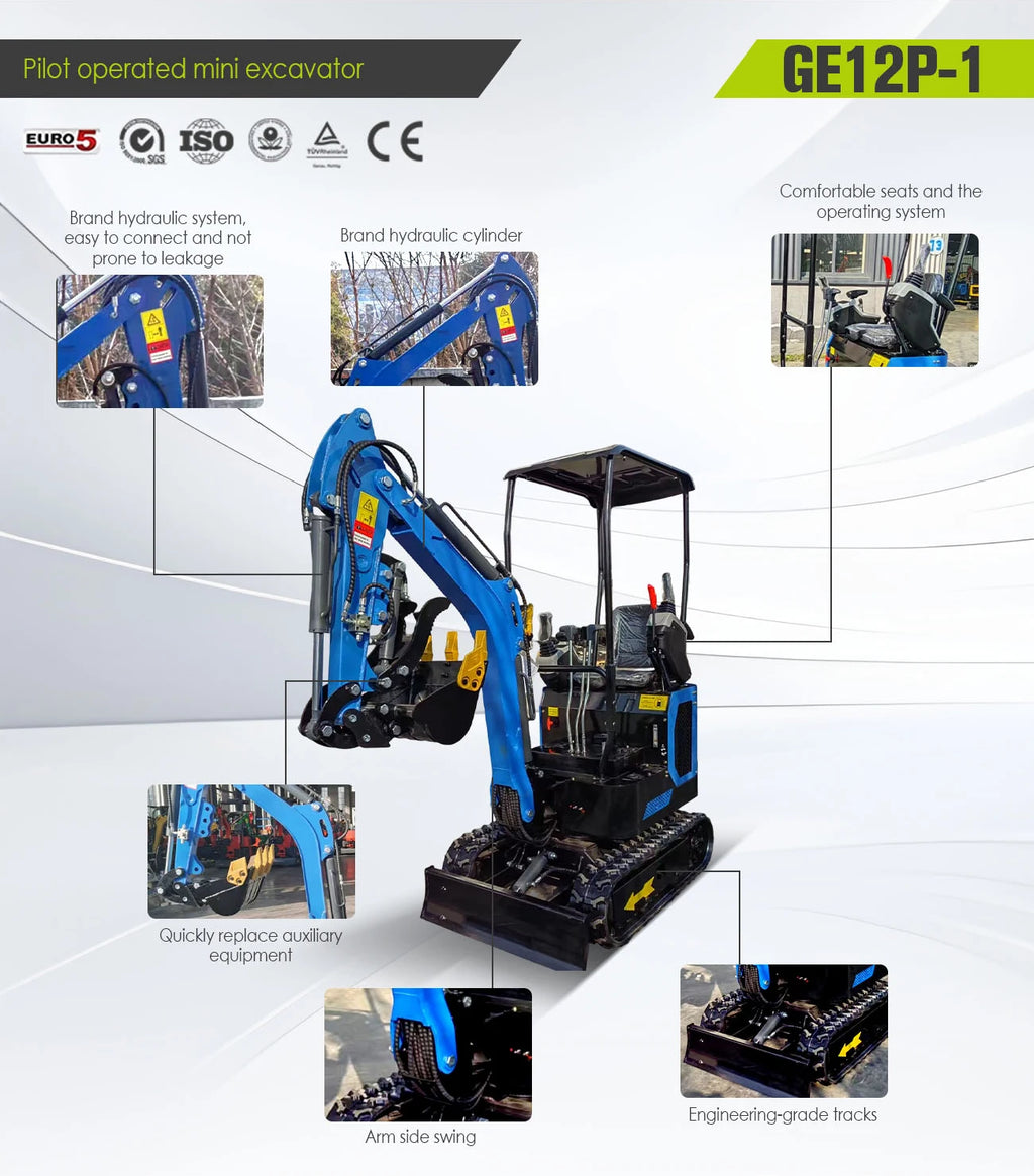Multifunctional Mini Excavator 0.8-1 Ton Tiny Digger for Indoor Construction Narrow Space Soil Moving