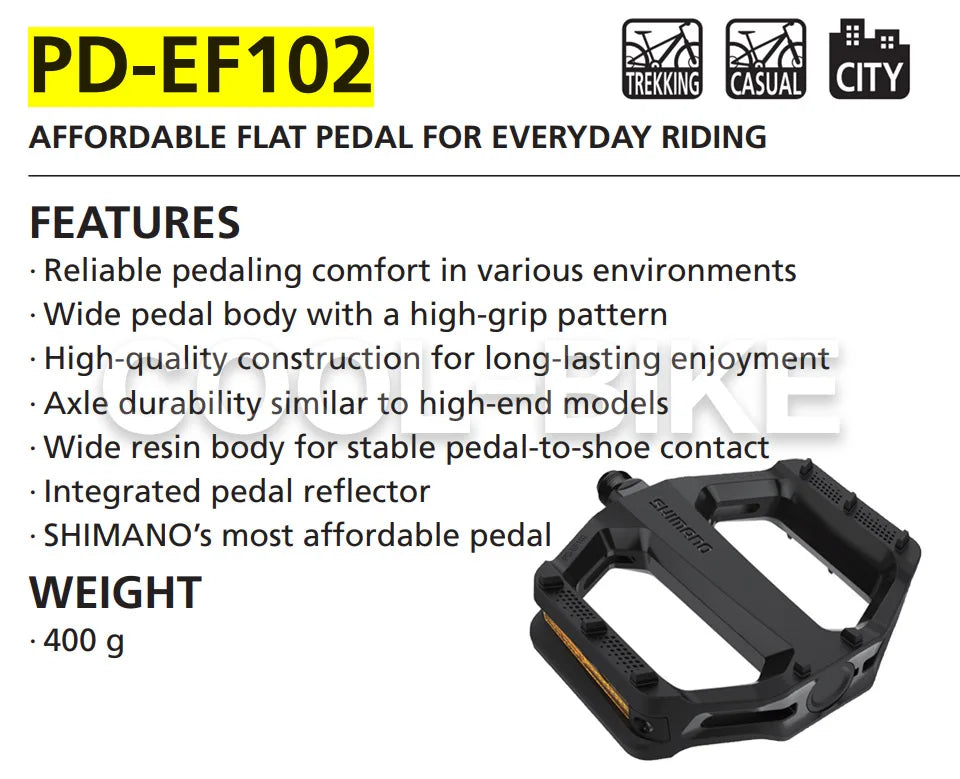 Shimano PD EF102 EF202 EF205 Pedals PD-EF202 Are Platform Pedals for MTB, Trekking and City Use That Have an Aluminum Body With