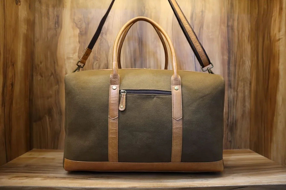 Real Handmade Large Capacity Waxed Canvas Duffel Bag for Travel Wear-Resistant Water Proof Luggage Duffel Bag