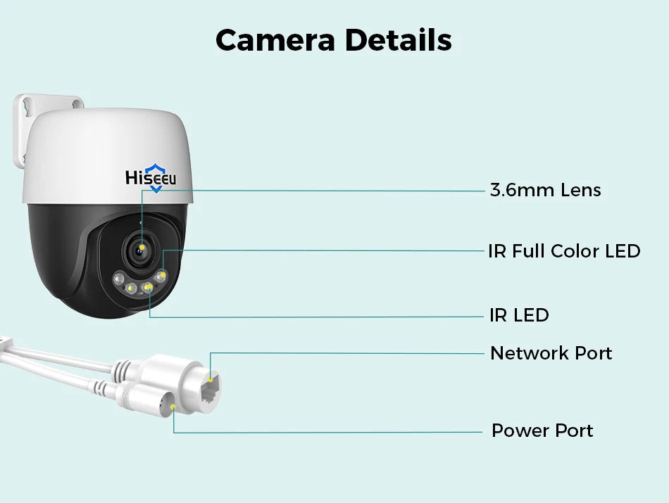 Hiseeu 5MP 4K 8MP POE PTZ IP Camera Night Vision Waterproof Security Video IP Camara Onvif Security CCTV Camera H.265