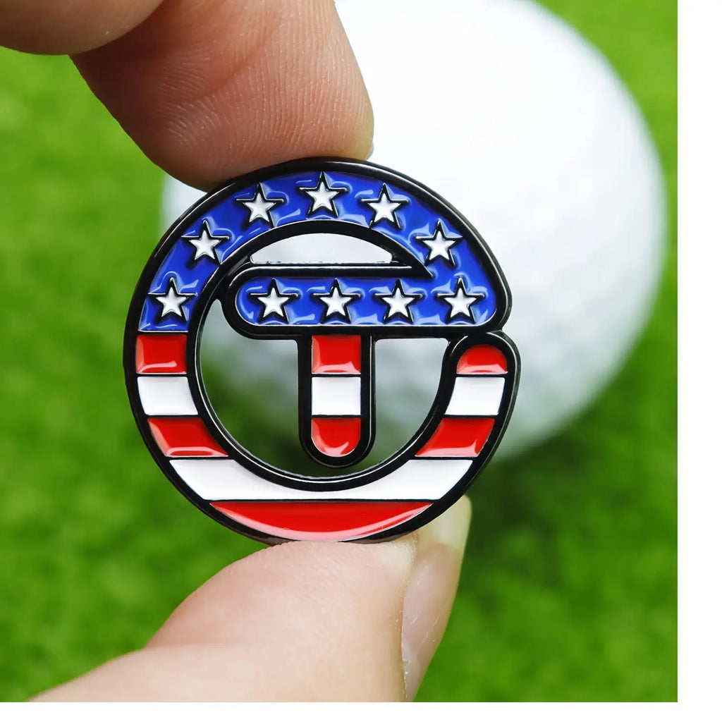 USA Themed Stars Stripes Golf Ball Marker with Magnetic Hat Clip Golf Accessories Gift for Golfers Premium Golf Gift for Men