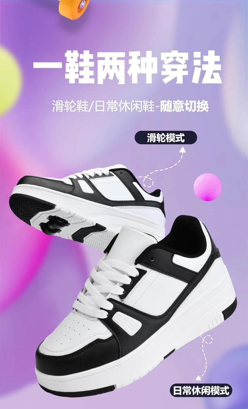 Children's Roller Skate Shoes Student Inline Skating Shoes Girls 4-Wheel Deformation Boy's Skating Shoes