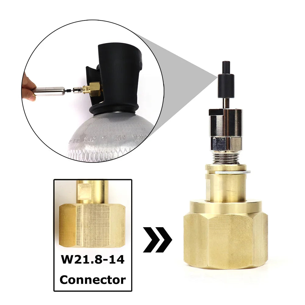 New HPA CO2 Refill Needle Charger Adapter Adaptor Fit W21.8(DIN477) CGA320 G3/4 CO2 Bottle