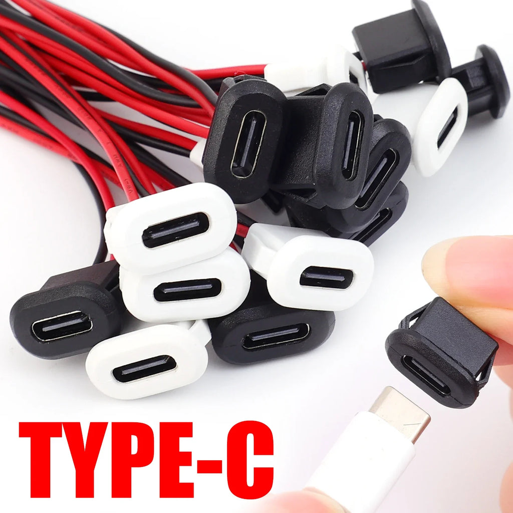 USB Type C Connector Jack Female Type-C with Card Buckle 3A High Current Fast Charging Jack Port USB-C Charger Plug Socket