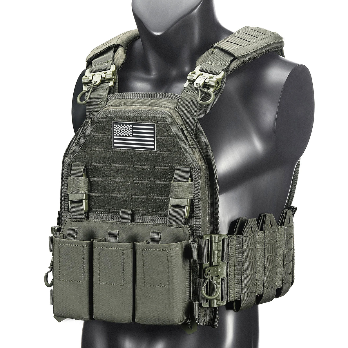 Outdoor Training Tank Top Triple Chest Item Pack MOLLE Extended Training Vest (Including US Flag)