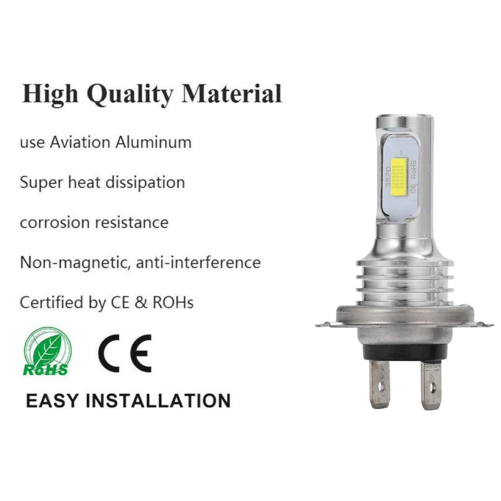 2Pcs H7 H4 LED Car Headlight H11 H8 H9 H1 H3 Car Fog Light Bulbs 9005 9006 Hb3 Hb4 Auto Driving Running Lamps 80W 12V 24V White