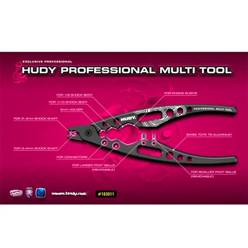 #183011 Professional Multi Tool Metal Clamp Shock Absorber Pliers Ball Head Clip HUDY for RC 1/8 1/10 RC Car Crawler