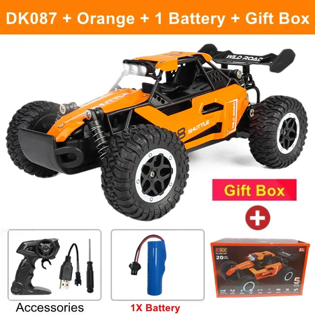 Oike Remote Control Car RC Drift Racing Vehicle Off Road Alloy 2.4G Radio High-Speed Trucks With LED Light Climbing Gift Kid Toy
