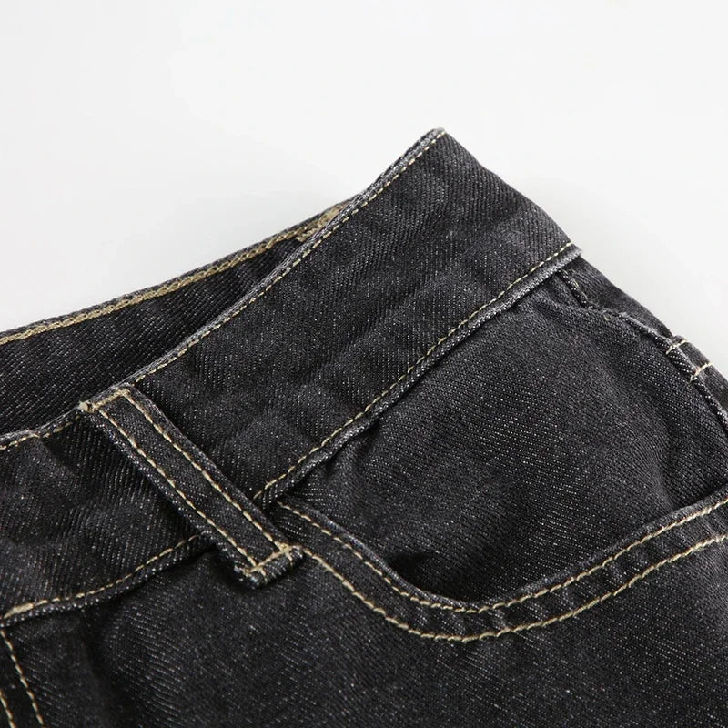 Weekeep Floral Embroidery Jeans Vintage 2000s Low Rise Flared Jeans Women Retro  Baggy Denim Pants High Street Basic Trousers