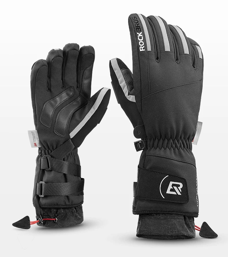 ROCKBROS Winter Ski Gloves Snowboard Gloves Snowmobile Motorcycle Riding Winter Gloves Windproof Waterproof Unisex Snow Gloves