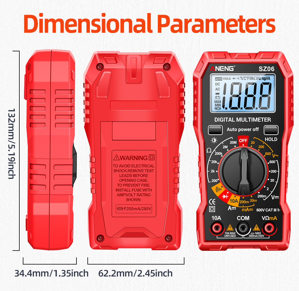 Digital Multimeter ANENG SZ06 AC/DC Ammeter 1999 Counts Multitester 600V Voltmeter Multimetr Voltage Resistance Meter Diode Tool