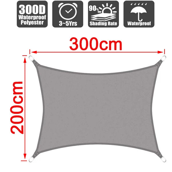 Outdoor Awnings Waterproof Sun Shade Sail Garden Canopi For Terrace Car Canvas Awning Rectangle Pool Sun-Shelter Sunshade Sail