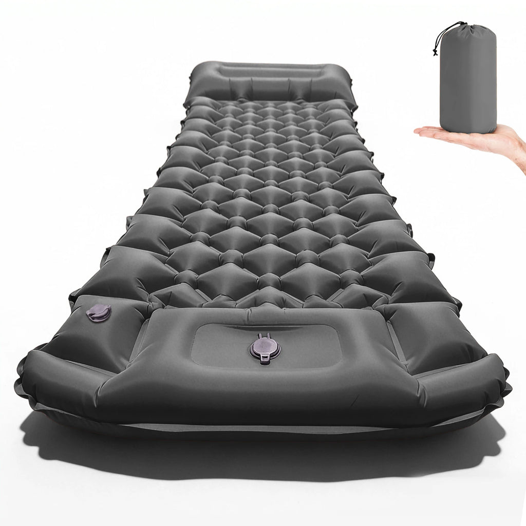 2026!Thicken Camping Mat Inflatable Mattress Sleeping Bed Tent Moisture-Proof Built-in Foot Pump Sleeping Pad with Pillow