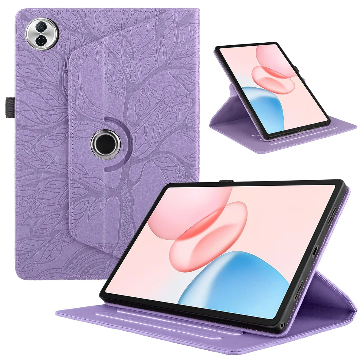 360 Rotating Embossed Life Tree Leather Wallet Case For Honor Pad 10 2025 12.1 X9A X9 Pro X8 V9 11.5 inch Card Holder Flip Cover