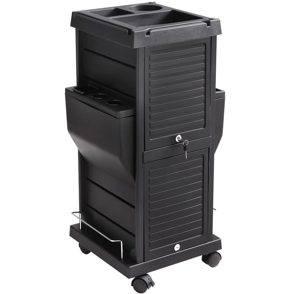 "Lockable Metal Hairdresser Cart with 6 Removable Drawers for Stylists"
