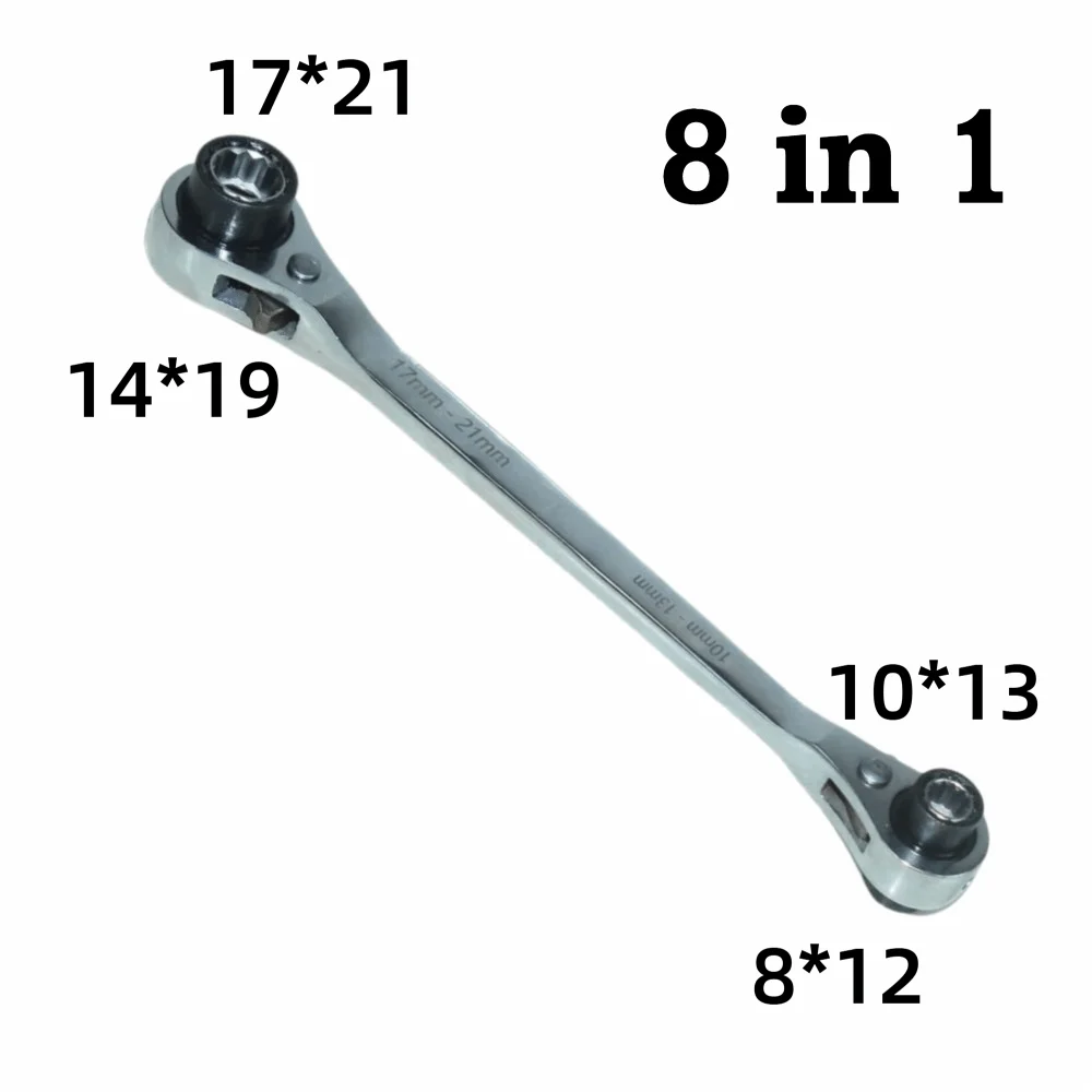 1pc 8 in 1 Dog Bone Ratchet Wrench Set, Double-Sided Automatic, Adjustable Steel, Multifunctional, Very Useful, for Easy Work