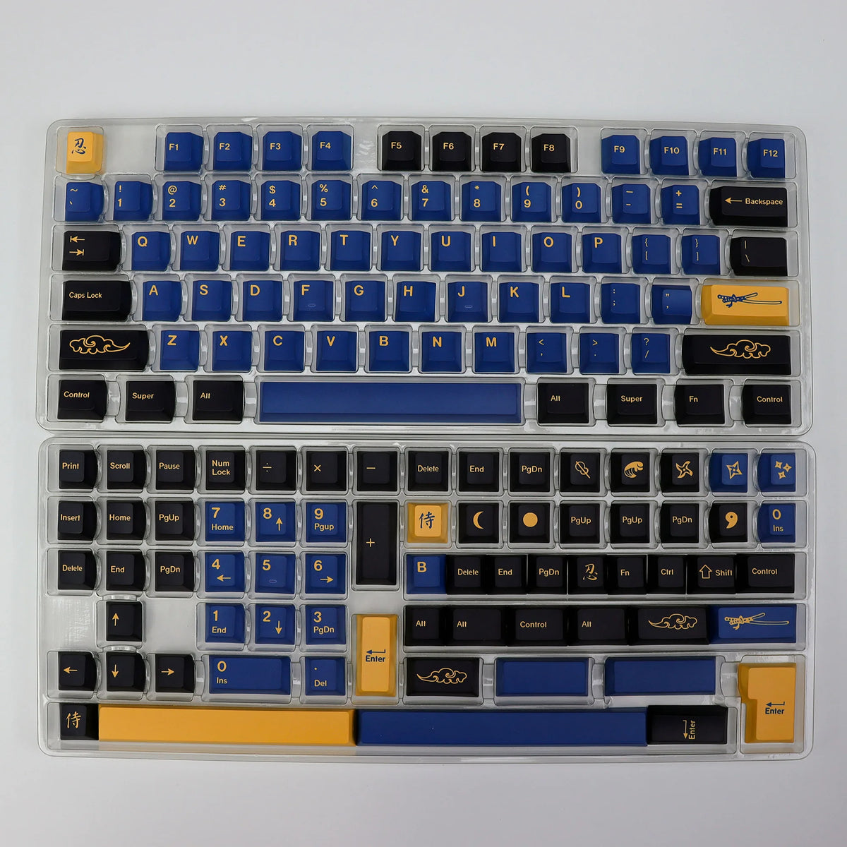 KBDiy Retro Blue Samurai GMK Keycap Hangul PBT Cherry Profile Alice ISO Keycaps Custom For Mechanical Keyboard Gamer Split Space