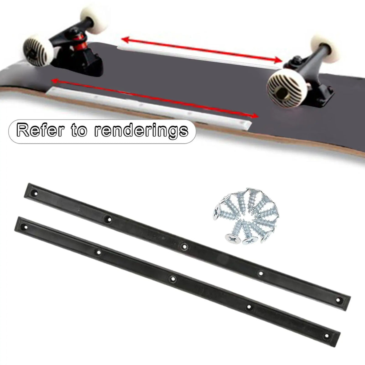 1 Pair Longboard Skateboard Rails with Mounting Screws Set Accessories Reduce Friction