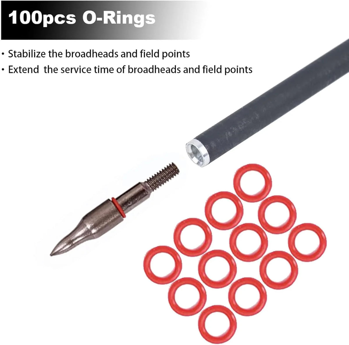 50/100pcs Archery Arrow Broadhead O-Rings Archery Arrowhead Points Locks O Ring Rubber Washers Target Broadhead Arrow Point Tips