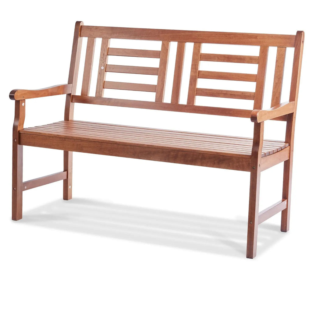48-Inch Outdoor Steel Bench with Backrest and Armrests 700 Lbs Load Capacity for Gardens Parks Malls