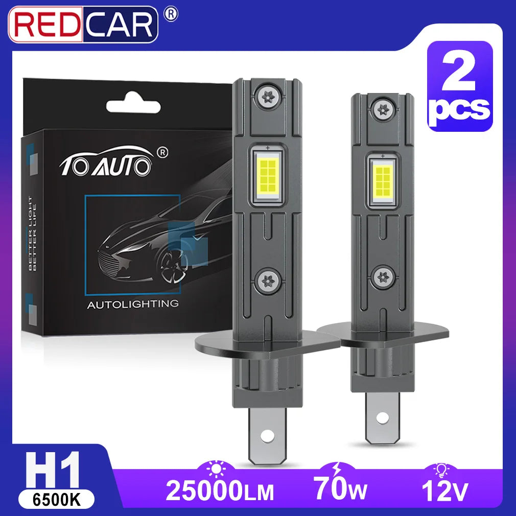 2Pcs H1 H3 Headlight Bulbs Canbus No Error H4 H7 25000LM 70W Auto Mini LED Turbo Bulb For Car 6500K Automobile Lamp Plug & Play
