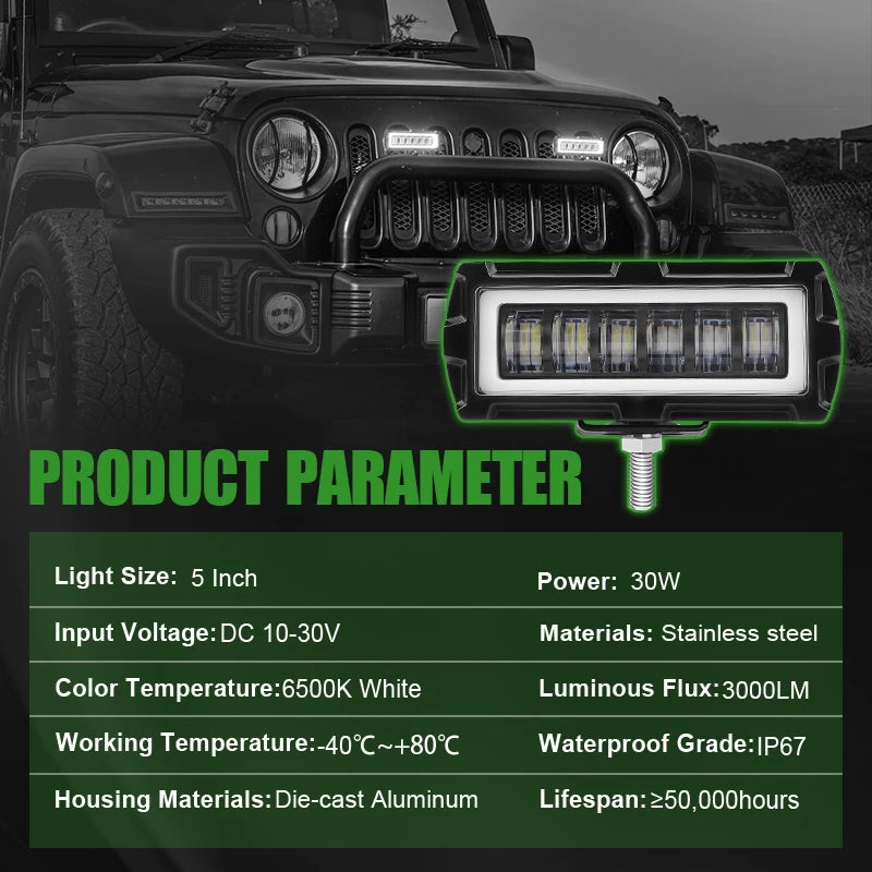 4 inch 5 inch 7D Angel Eye LED work Light Bar Offroad 4x4 Spotlight Fog Lamp 12V 24V Driving Work lamp DRL for Truck SUV ATV