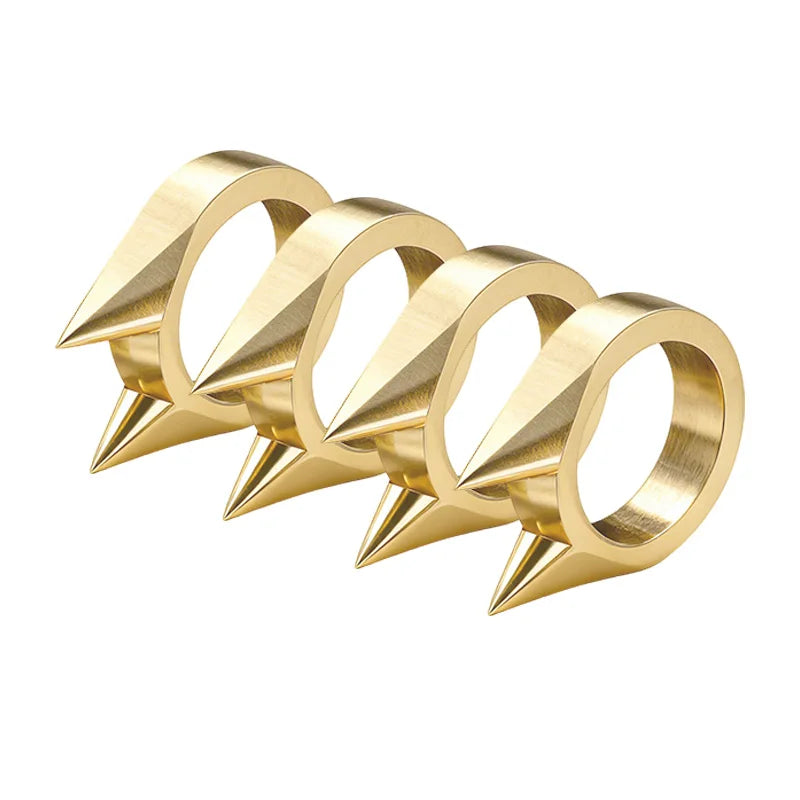Cat Ear Shape Ring - Unisex Window Breaker Rings, Safety Spike Rings, Small Anti-Wolf Rings, Punk-Style Zinc Alloy Jewelry 3pcs