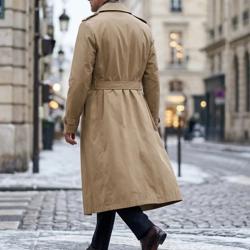 New Men's Trench Autumn Super Long Windbreaker - Double-Breasted with Belt | Thin & Loose Streetwear Casual Long Jackets for Man