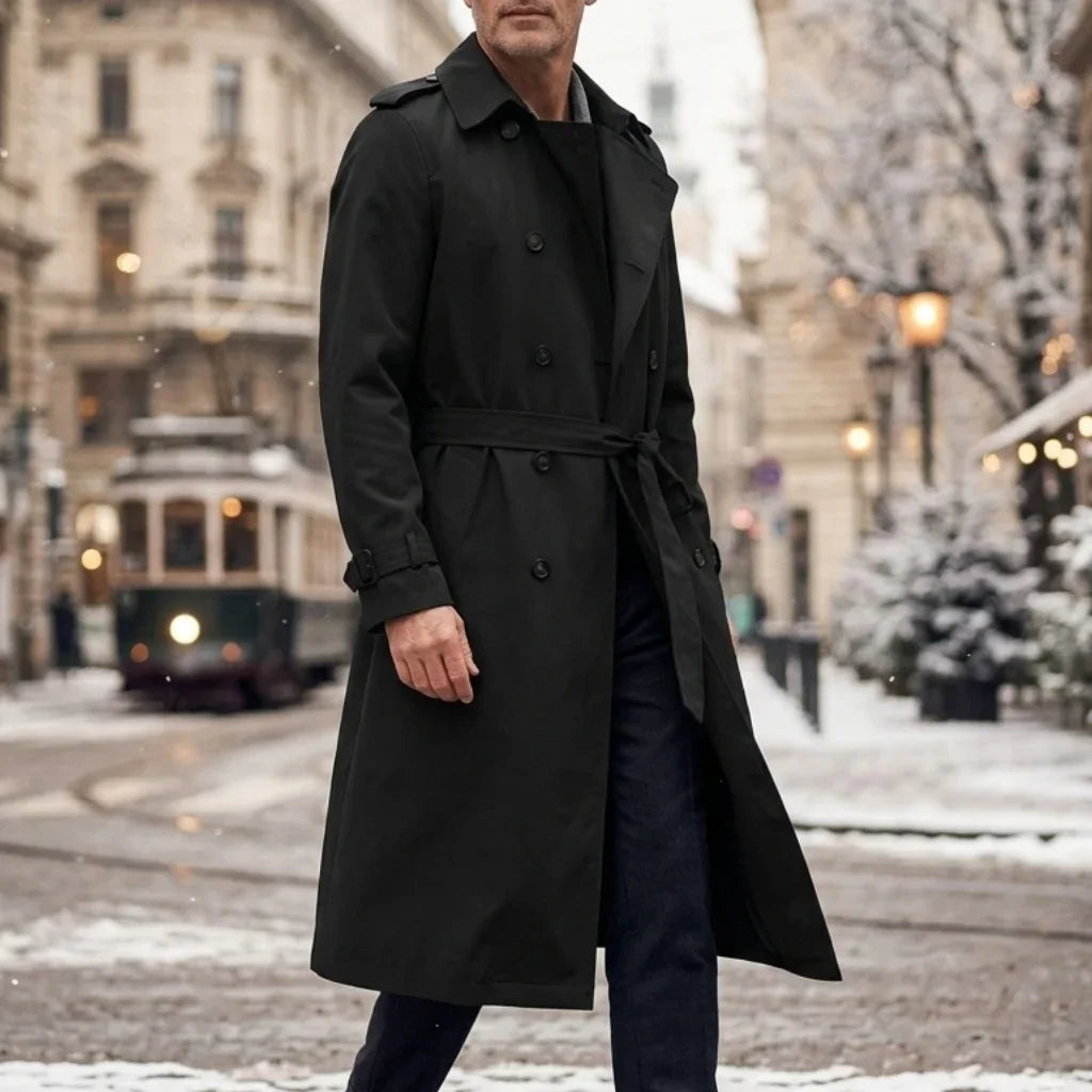 New Men's Trench Autumn Super Long Windbreaker - Double-Breasted with Belt | Thin & Loose Streetwear Casual Long Jackets for Man