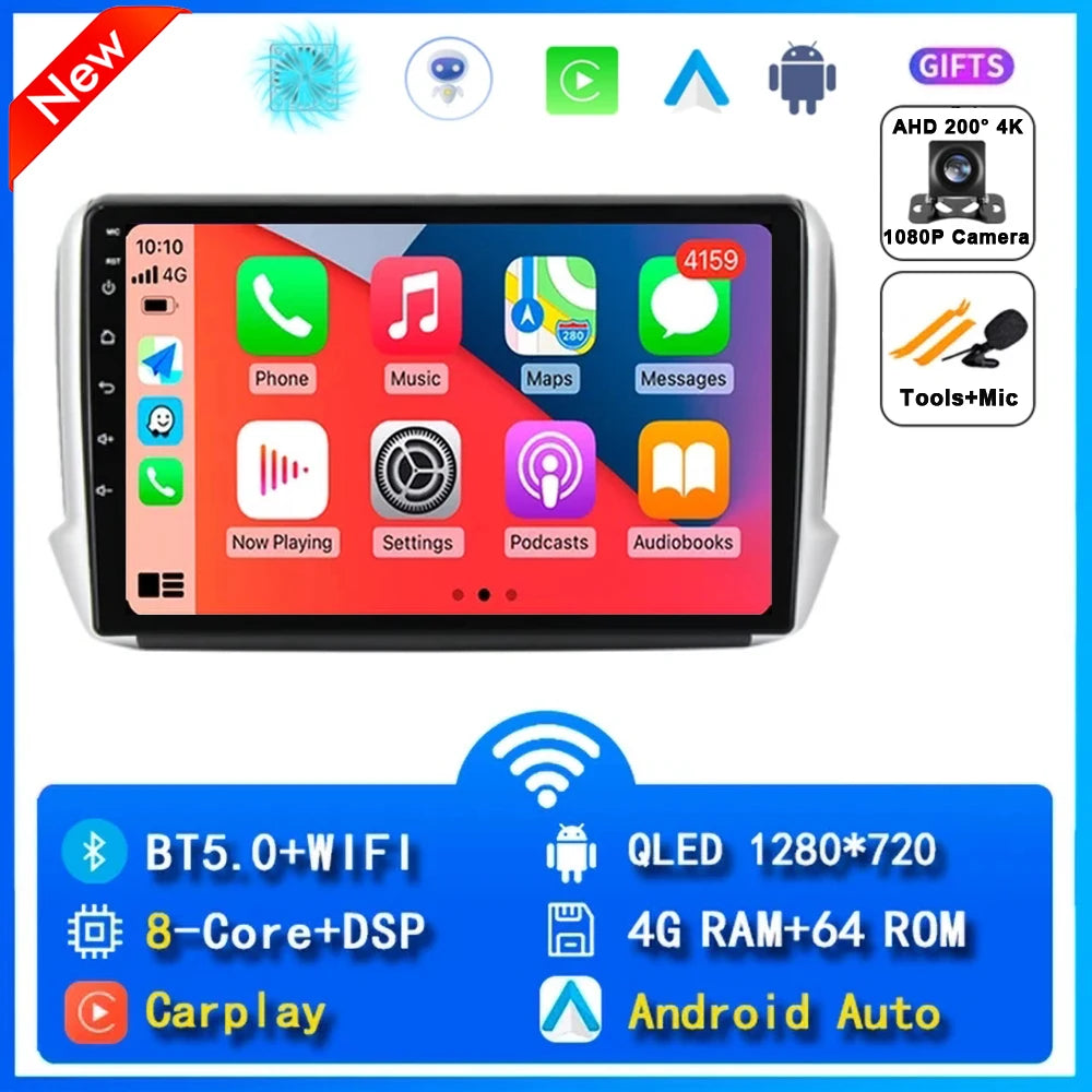 Android 16 Navigation Multimedia Player For Peugeot 2008 208 Series 2012 2013 2014 - 2018 Carplay Auto Stereo BT video Car radio