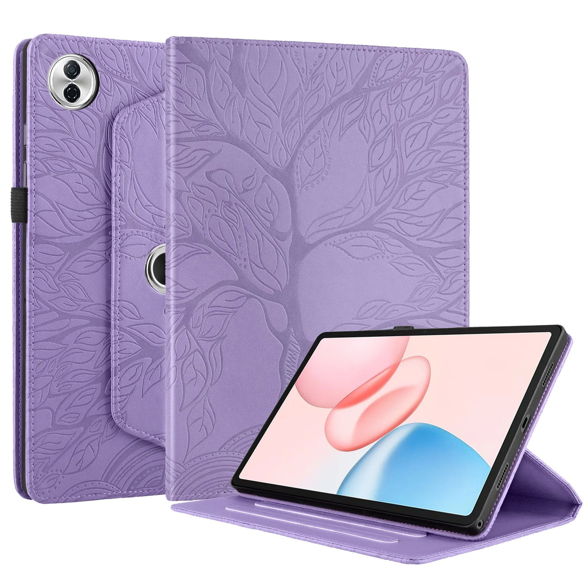 360 Rotating Embossed Life Tree Leather Wallet Case For Honor Pad 10 2025 12.1 X9A X9 Pro X8 V9 11.5 inch Card Holder Flip Cover