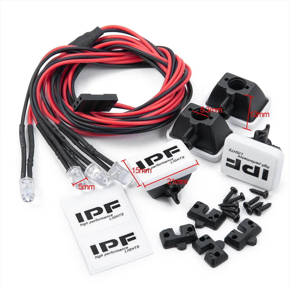 AXSPEED RC Car Roof Lights Round/Square 4LEDs Headlamp IPF Sticker for 1/10 Axial SCX10 TRX4 TRX6 TF2 Tamiya CC01 D90