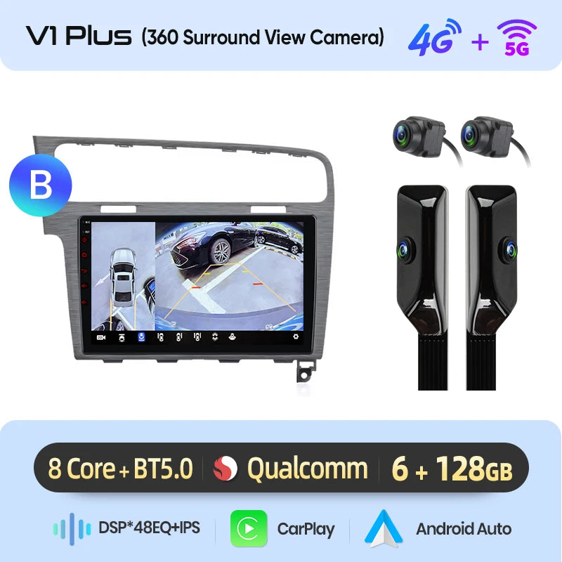 Junsun AI 4G LTE Wireless CarPlay Android Auto Car Radio For VW Volkswagen Golf 7 2013 2014 2015-2017 GPS Navi BT DSP RDS FM