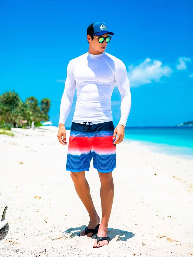 SAILBEE Men UV Protect Swimwear Long Sleeve Swimsuit Mens Rashguard Surfing Rash Guard Surf Shirt For Swimming Sail Drop Ship