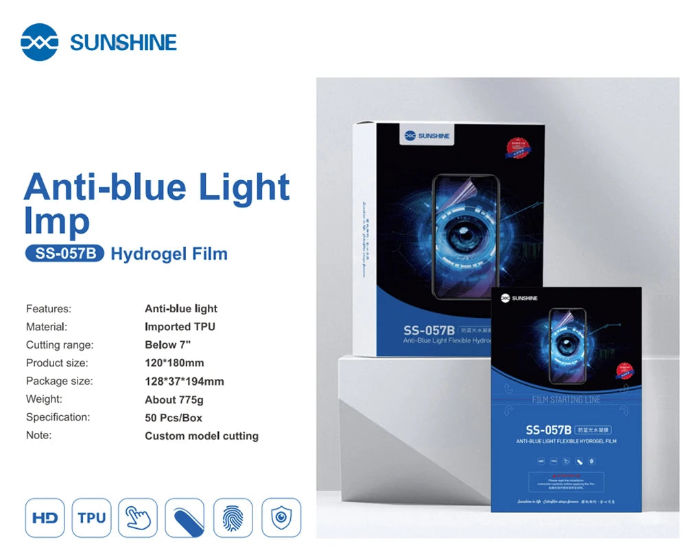 Sunshine Flexible Hydrogel Film SS-057 SS-057A SS-890C Cutting Machine SS-075S TPU Privacy Screen Protective Film With QR CODE