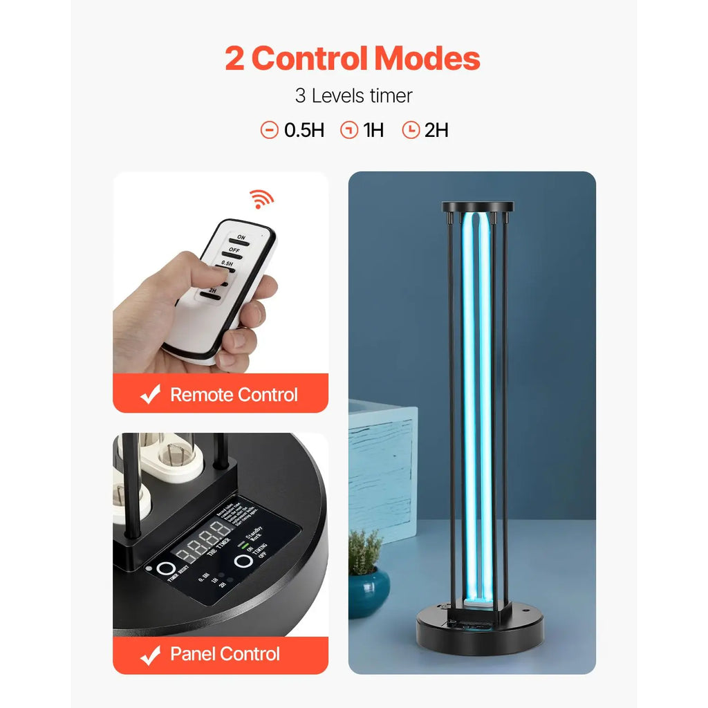 "55W UV Light with Ozone Purifier 30/60/120 Min Timer Remote Control for Room Sterilization"