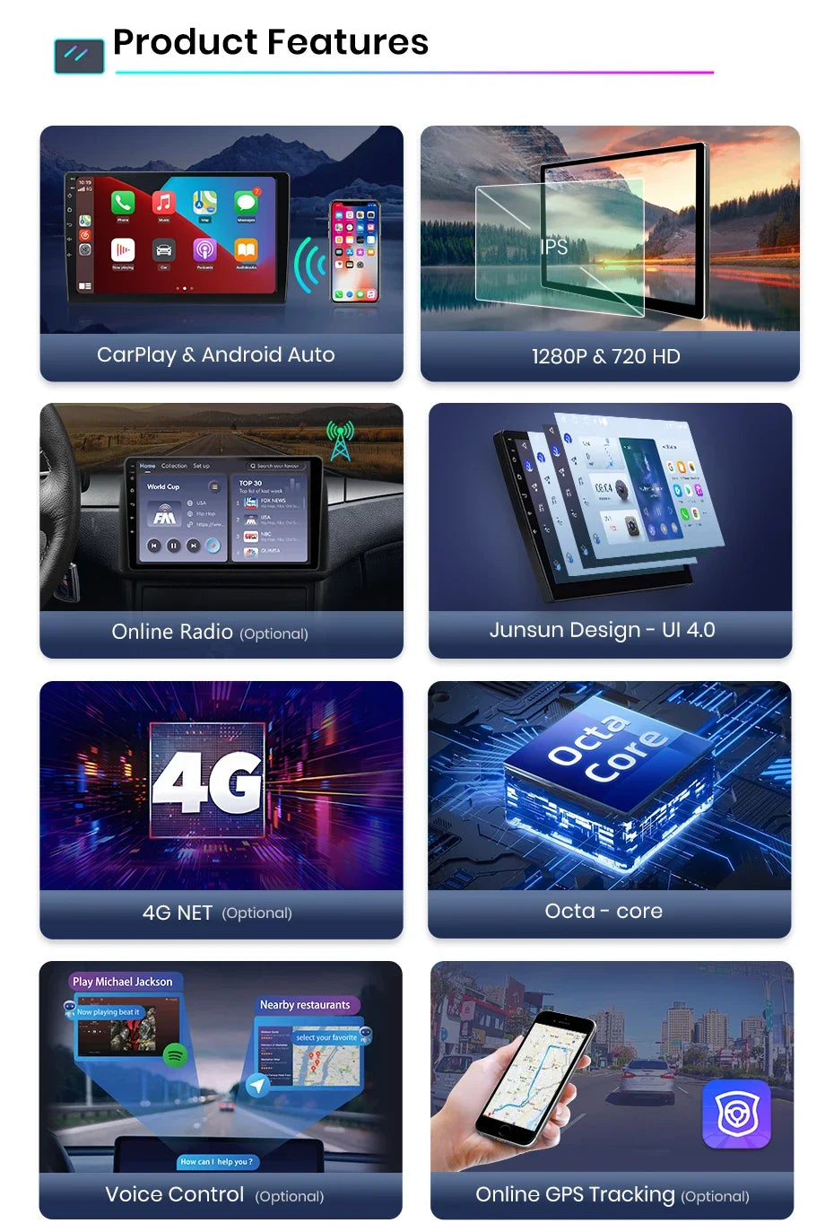 Junsun AI 4G LTE Wireless CarPlay Android Auto Car Radio For VW Volkswagen Golf 7 2013 2014 2015-2017 GPS Navi BT DSP RDS FM