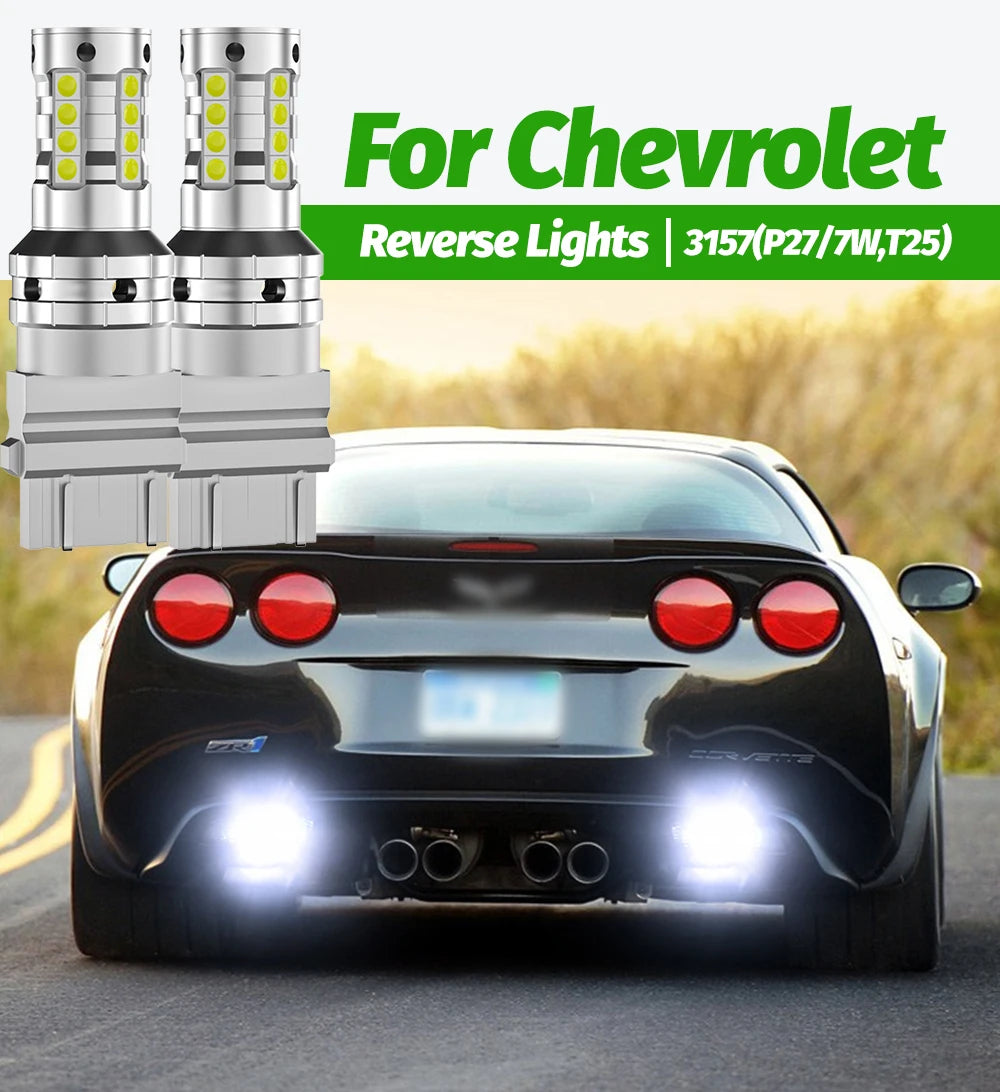2pcs LED Reverse Light Blub Backup Lamp 3157 P27/7W T25 3156 Canbus No Error For Chevrolet Corvette 2005-2013