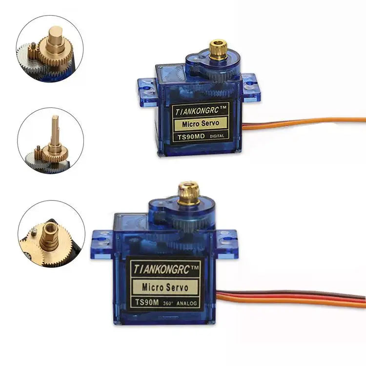 2kg.cm Micro Servo Motor Set Metal Gear 90/180/270 Degree Angle Controllable 4.8V-6V Simulation Steering Gear for RC Planes 9g