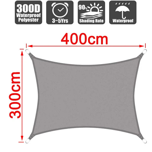 Outdoor Awnings Waterproof Sun Shade Sail Garden Canopi For Terrace Car Canvas Awning Rectangle Pool Sun-Shelter Sunshade Sail
