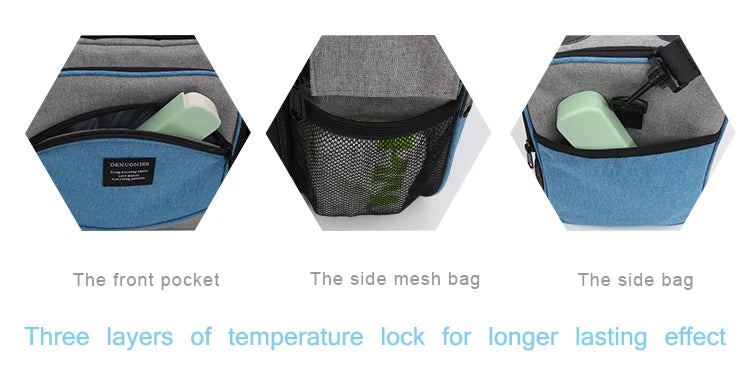 Insulated Lunch Bag Waterproof Large Thermal Food Container Adjustable Shoulder Strap Thickened Lunch Box for School Bag