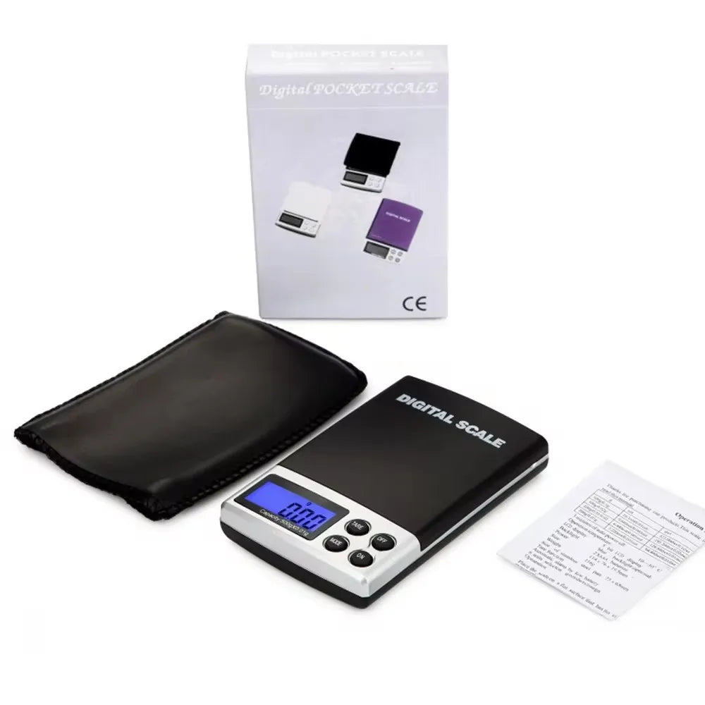 Mini Electronic Jewelry Scale Pocket 100/200/300/500/1000/2000g 0.01/0.1g Kitchen Scales Balance with BackLight