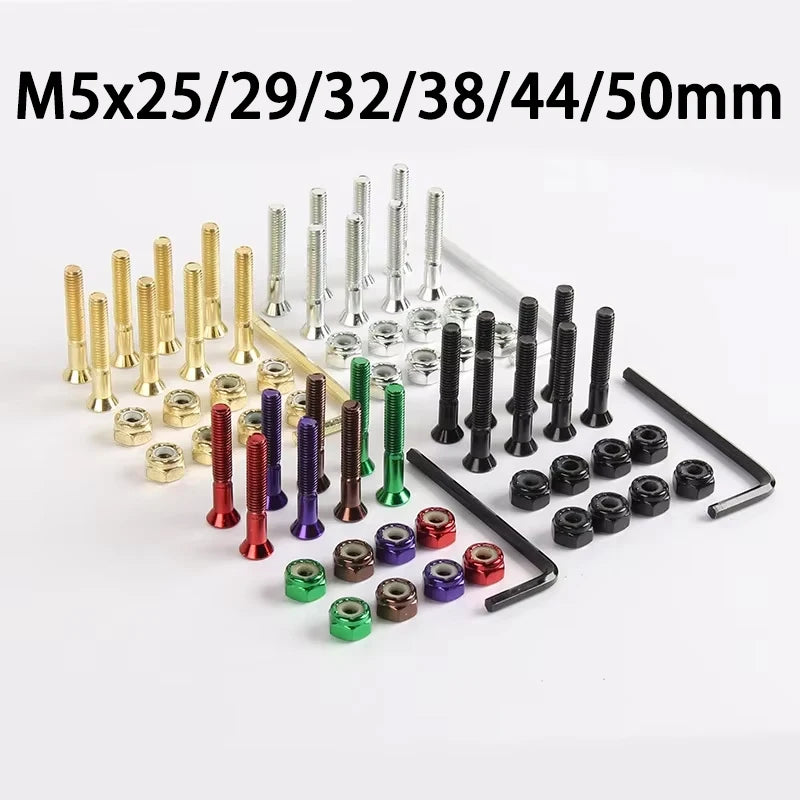 Skateboard Trucks Screws M5x25/29/32/38/44/50mm Mounting Bolts Anti-rust Durable Bridge Nails Nuts Skateboard Truck Wheel Repair