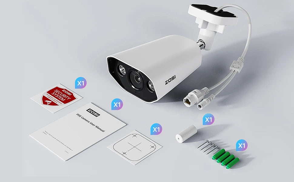 ZOSI 4K IP Camera Add-on PoE Security Camera Two Way Audio 8MP Ultra HD Color Night Vision Home CCTV Video Surveillance Camera