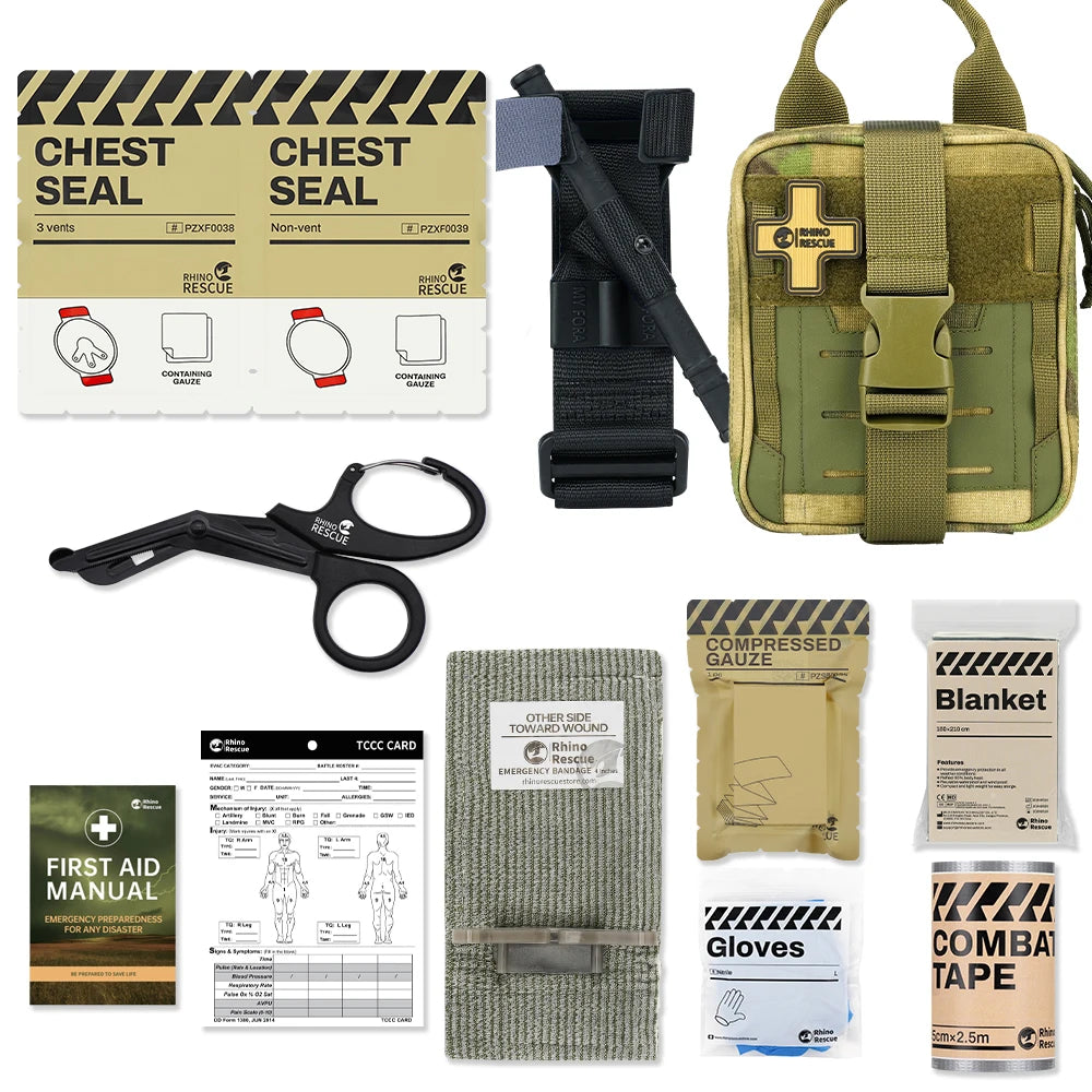 RHINO RESCUE CMS-Mini EDC Outdoor Emergency Pack Tactical Bag with First Aid Pockets Survival Kit