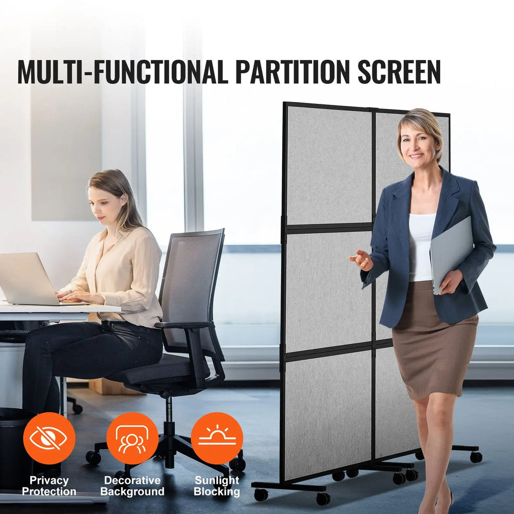2-Panel Freestanding Office Divider Wall Partition Fireproof Privacy Divider to Reduce Noise Office Partition