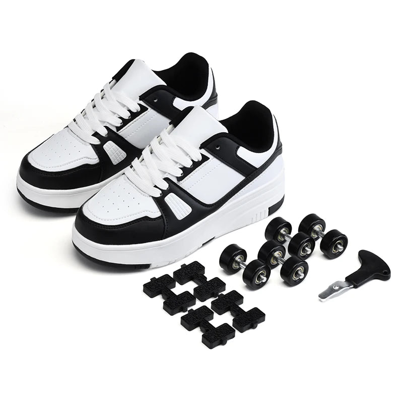 Children's Roller Skate Shoes Student Inline Skating Shoes Girls 4-Wheel Deformation Boy's Skating Shoes