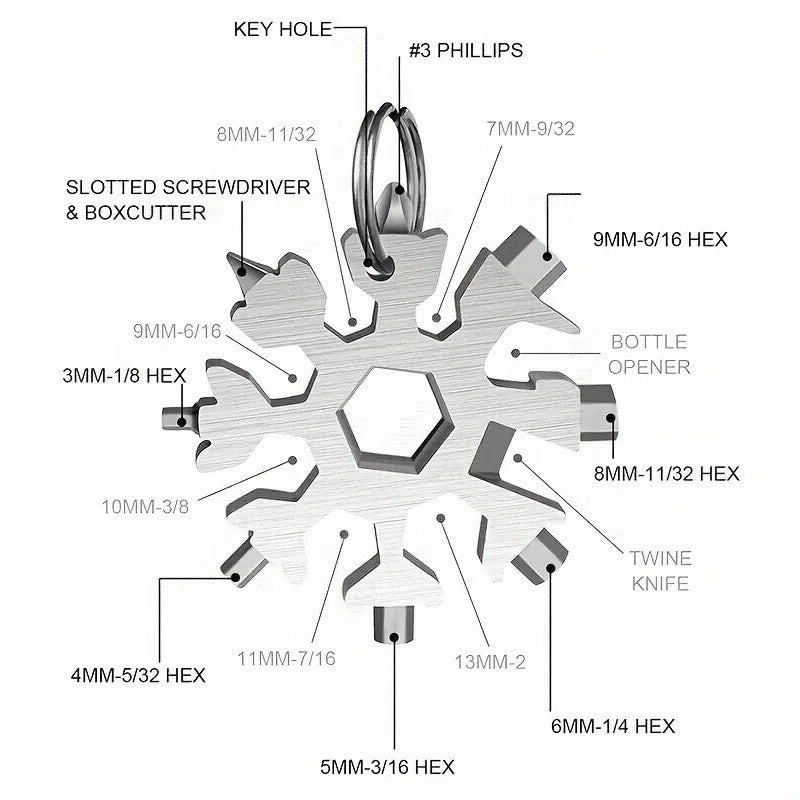 18-in-1 Snowflake Multi Tool Outdoor Camping Travel Camping Adventure Daily Survival Tools Stainless Screwsdriver Bottle Opene